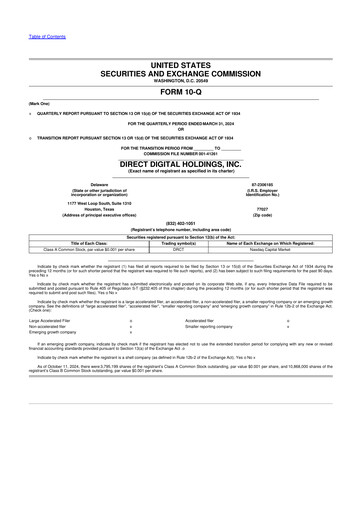 Miniature Direct Digital Holdings 10-Q Rapport trimestriel 2024 
