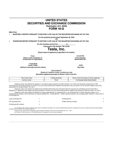 Thumbnail Tesla 10-Q Quarterly Report FY2024 