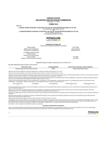 Miniature Penguin Solutions 10-K Rapport annuel 2024