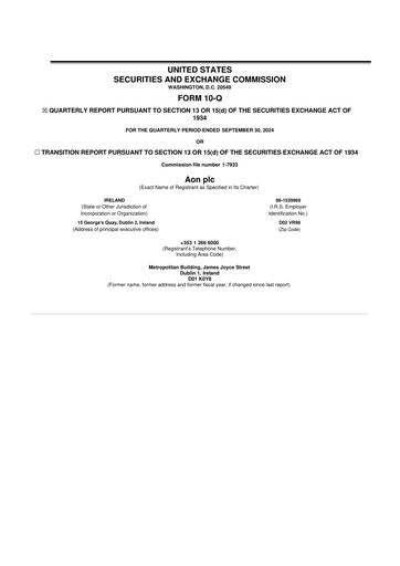 Thumbnail Aon 10-Q Quarterly Report FY2024 