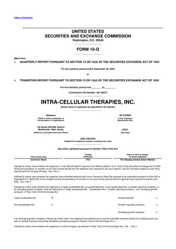 Vorschaubild Intra-Cellular Therapies 10-Q Quartalsbericht 2024 