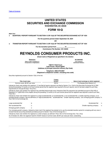 Thumbnail Reynolds Consumer Products 10-Q Quarterly Report FY2024 