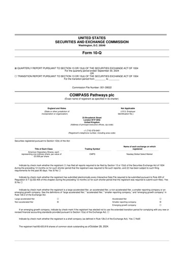 Miniature COMPASS Pathways 10-Q Rapport trimestriel 2024 