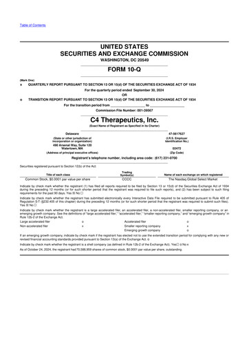 Thumbnail C4 Therapeutics 10-Q Quarterly Report FY 