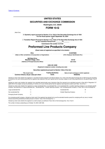 Vorschaubild Preformed Line Products 10-Q Quartalsbericht 2024 