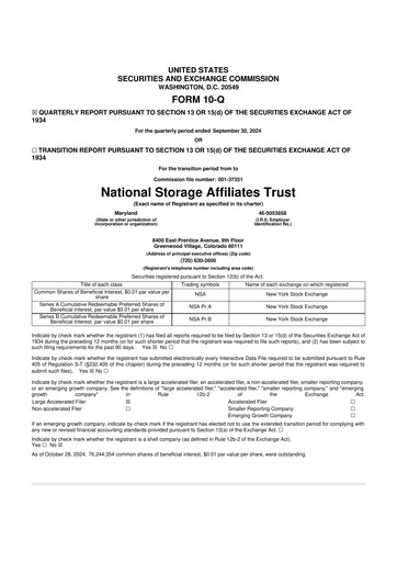 Thumbnail National Storage Affiliates Trust
 10-Q Quarterly Report FY2024 