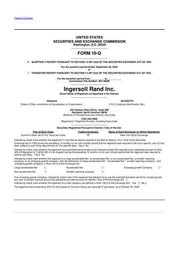 Vorschaubild Ingersoll Rand 10-Q Quartalsbericht 2024 