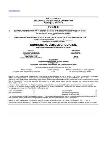 Miniature Commercial Vehicle Group (CVG) 10-Q Rapport trimestriel 2024 