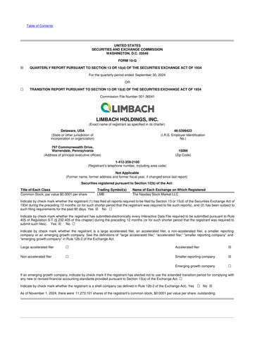 Thumbnail Limbach Holdings 10-Q Quarterly Report FY2024 