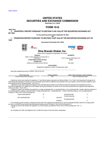 Thumbnail Dine Brands Global 10-Q Quarterly Report FY2024 