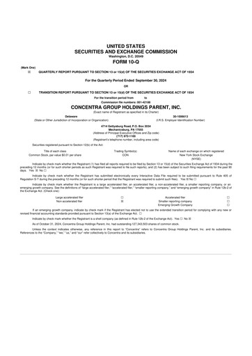 Thumbnail Concentra Group 10-Q Quarterly Report FY2024 