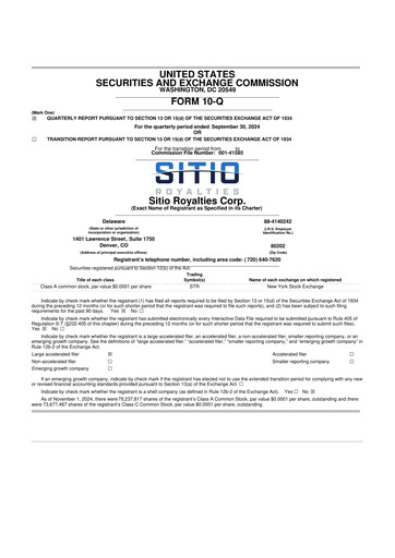 Vorschaubild Sitio Royalties 10-Q Quartalsbericht 2024 
