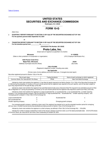 Thumbnail Protolabs 10-Q Quarterly Report FY2024 