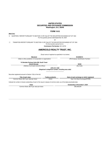 Thumbnail Americold 10-Q Quarterly Report FY 