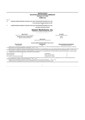 Thumbnail Eastern Bankshares 10-Q Quarterly Report FY2024 