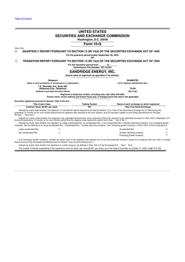Miniature SandRidge Energy
 10-Q Rapport trimestriel 2024 
