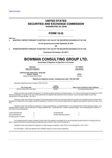 Miniature Bowman Consulting Group 10-Q Rapport trimestriel 2024 