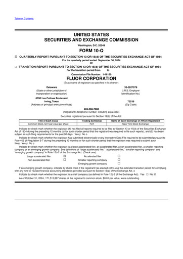 Thumbnail Fluor Corporation
 10-Q Quarterly Report FY2024 