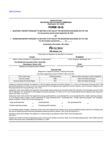 Vorschaubild RB Global
 10-Q Quartalsbericht 2024 