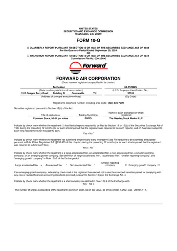 Thumbnail Forward Air 10-Q Quarterly Report FY2024 