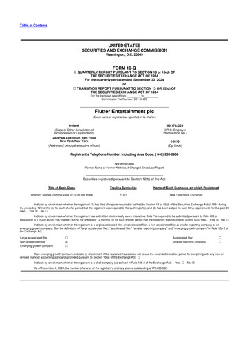 Thumbnail Flutter Entertainment 10-Q Quarterly Report FY2024 