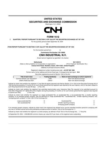 Vorschaubild CNH Industrial
 10-Q Quartalsbericht 2024 