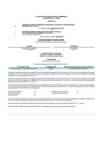 Thumbnail GrowGeneration
 10-Q Quarterly Report FY 