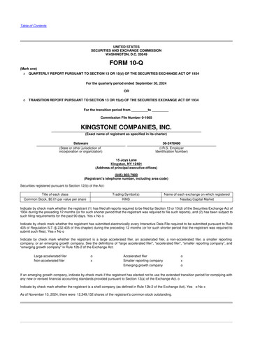 Vorschaubild Kingstone Companies 10-Q Quartalsbericht 2024 