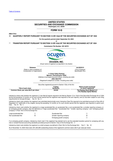 Vorschaubild Ocugen 10-Q Quartalsbericht 2024 