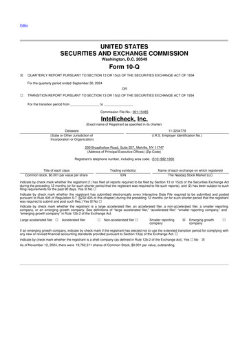 Miniature Intellicheck 10-Q Rapport trimestriel 2024 