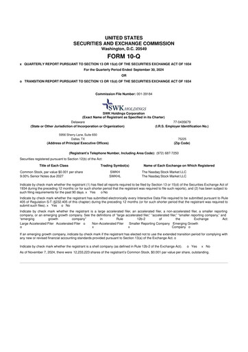 Thumbnail SWK Holdings 10-Q Quarterly Report FY2024 