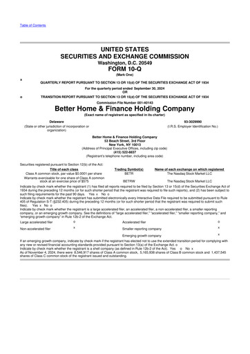 Thumbnail Better Home & Finance Holding Company 10-Q Quarterly Report FY2024 