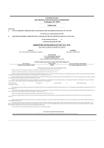 Thumbnail Arrowhead Pharmaceuticals
 10-K Annual Report 2024