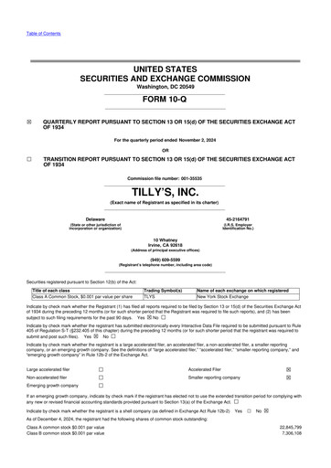 Thumbnail Tillys
 10-Q Quarterly Report FY2024 