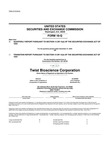 Thumbnail Twist Bioscience
 10-Q Quarterly Report FY 