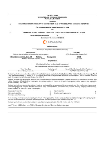 Thumbnail Cantaloupe 10-Q Quarterly Report FY2025 