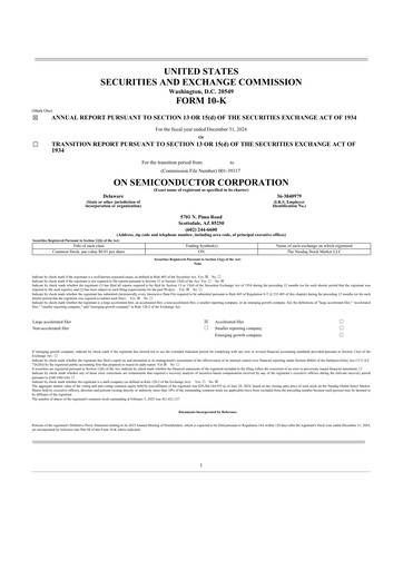 Thumbnail ON Semiconductor 10-K Annual Report 2024