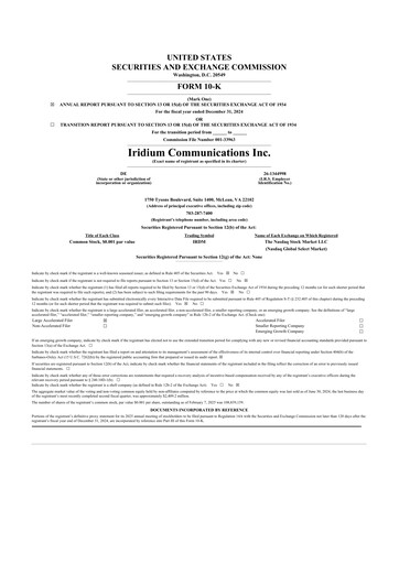 Thumbnail Iridium Communications 10-K Annual Report 2024