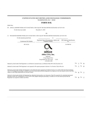 Thumbnail Altice USA
 10-K Annual Report 2024