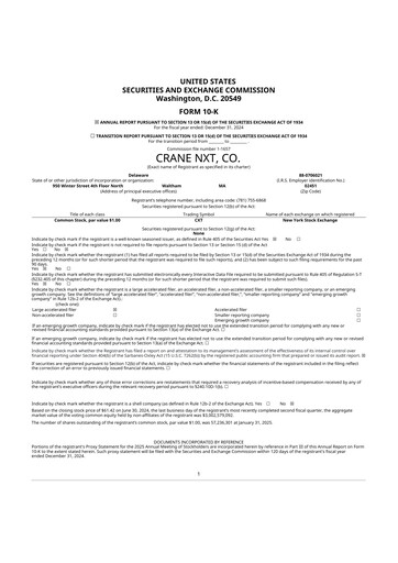 Vorschaubild Crane NXT 10-K Jahresbericht 2024