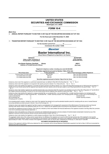 Thumbnail Baxter 10-K Annual Report 2024
