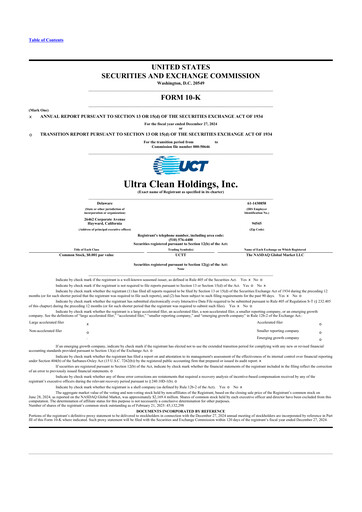 Thumbnail UCT (Ultra Clean Holdings) 10-K Annual Report 2024