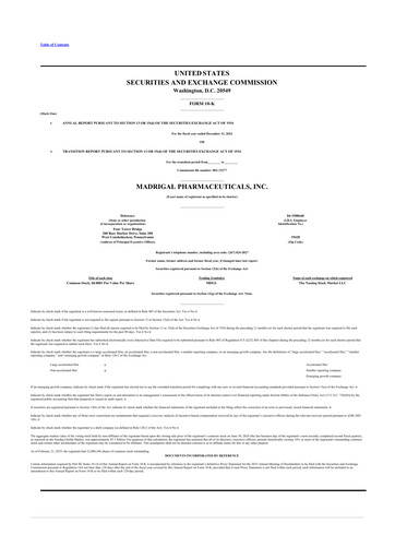 Vorschaubild Madrigal Pharmaceuticals
 10-K Jahresbericht 2024