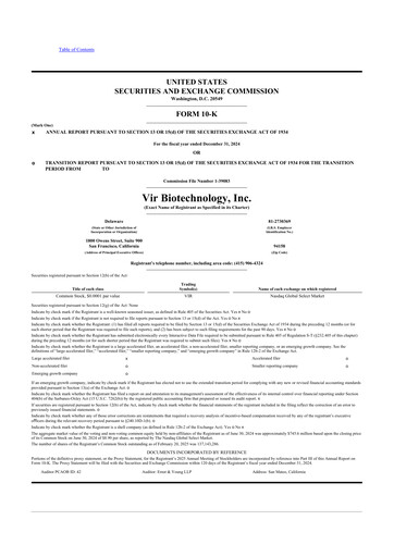 Thumbnail Vir Biotechnology
 10-K Annual Report 2024