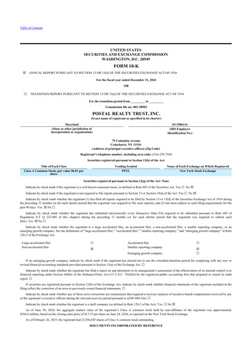 Thumbnail Postal Realty Trust 10-K Annual Report 2024