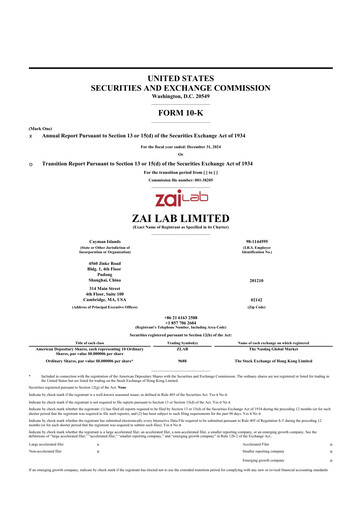 Vorschaubild Zai Lab 10-K Jahresbericht 2024