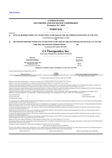 Thumbnail C4 Therapeutics 10-K Annual Report 2024