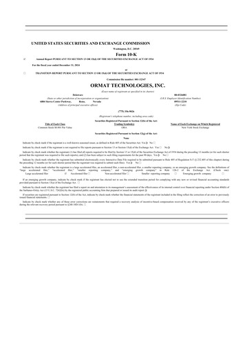 Thumbnail Ormat Technologies
 10-K Annual Report 2024