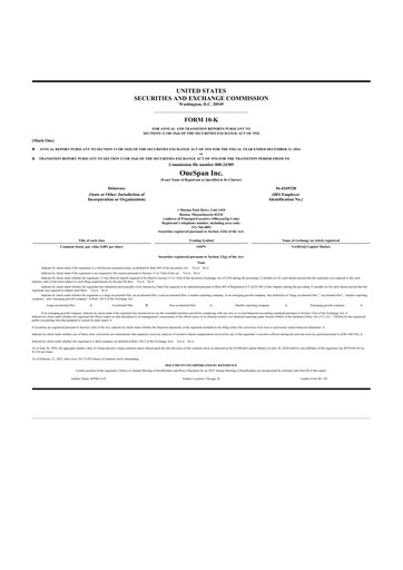 Thumbnail OneSpan 10-K Annual Report 2024