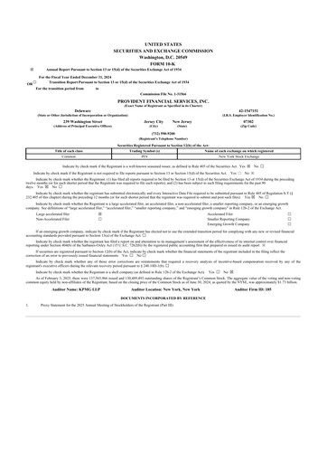 Thumbnail Provident Financial Services 10-K Annual Report 2024